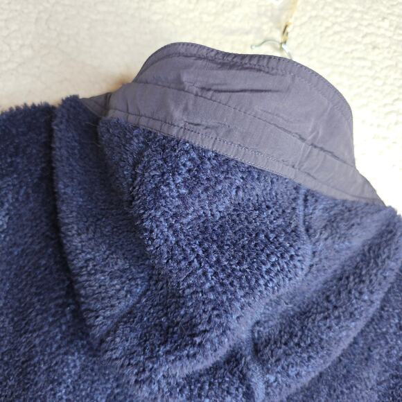 Patagonia M's Large Blue Navy Hooded Fleece Jacket W Zip Closures Pockets W Zip - Picture 15 of 16